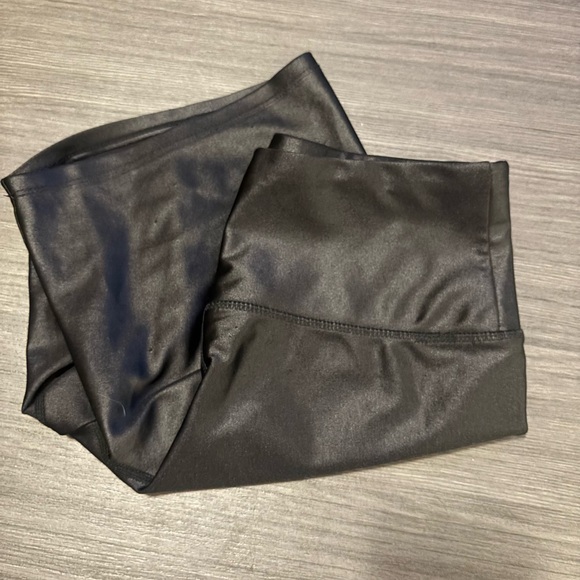 Francesca’s Blue Rain Black Sparkly Sport Spandex Shorts - Picture 3 of 3